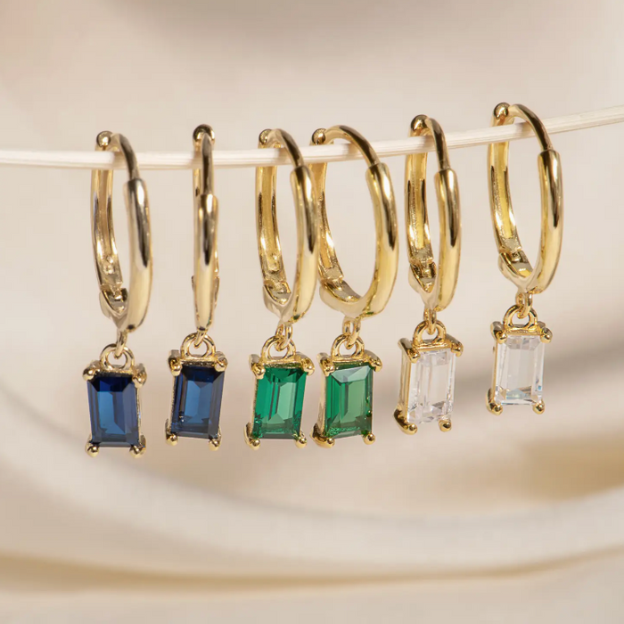 Maive | Baguette Hoops Emerald