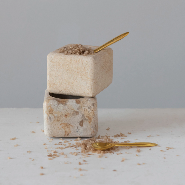 Marble Pinch Pots + Brass Spoon