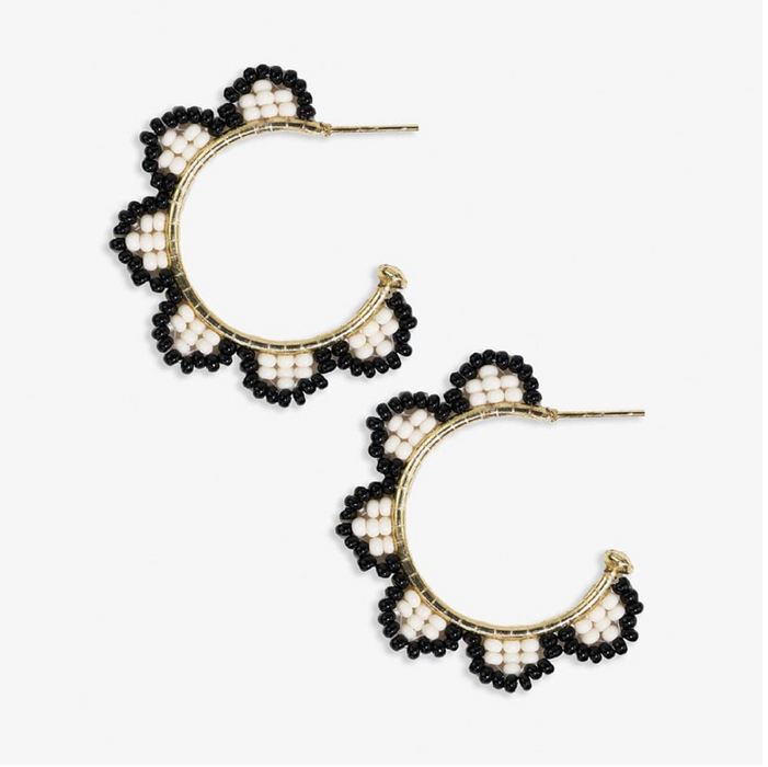 Ink+Alloy | Luna Scallop Hoop Blk/Wht